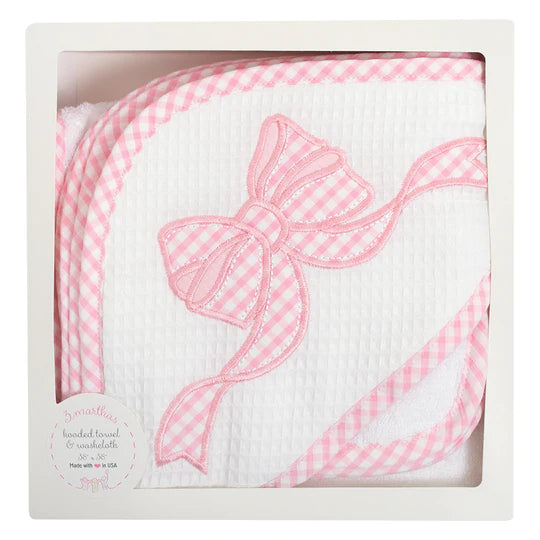 Bow Hooded Towel and Washcloth Set