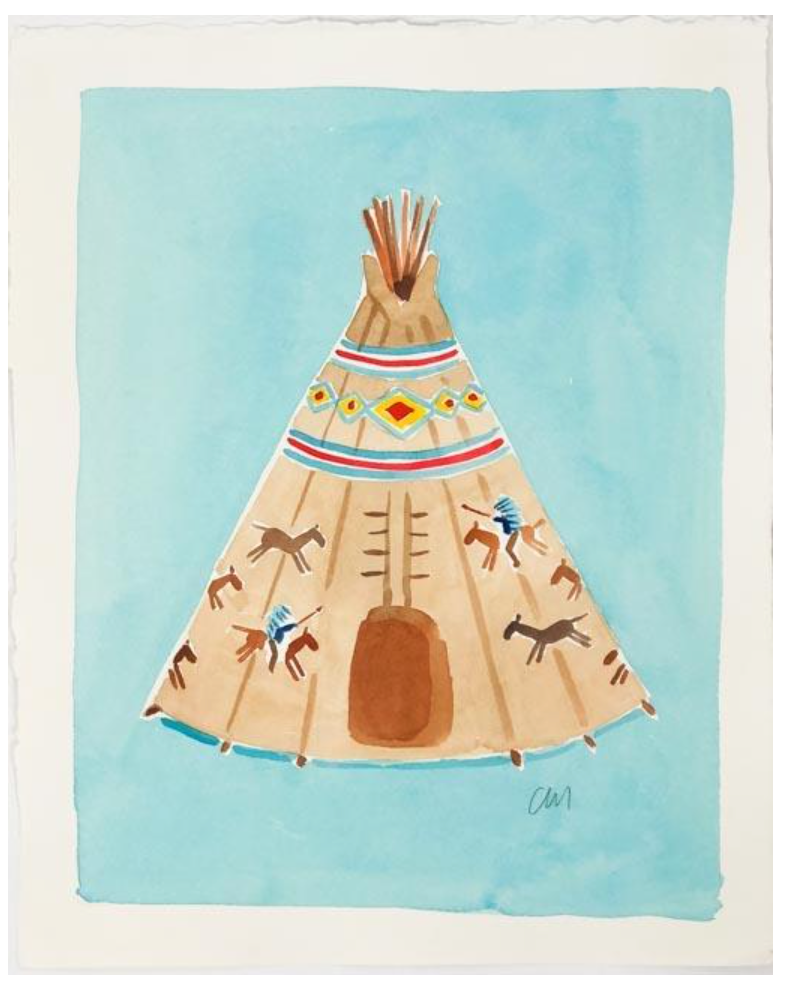 Original Teepee Paintings on Blue