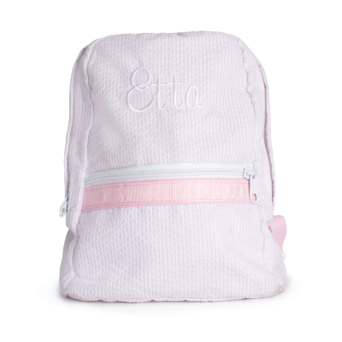Seersucker Backpack - Pink – Caroline & Company