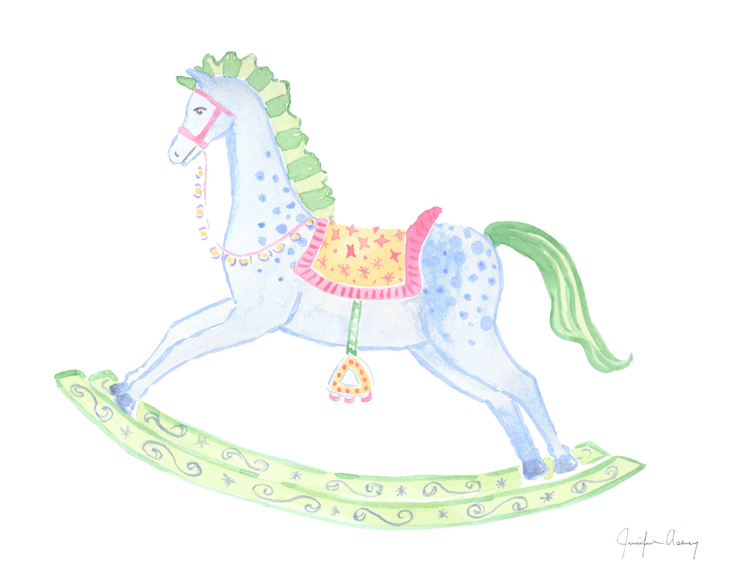 Blue Rocking Horse Print