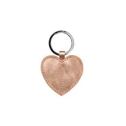 Rose Gold Leather Heart Key Chain