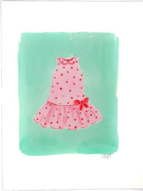 Original Dress Painting on Green