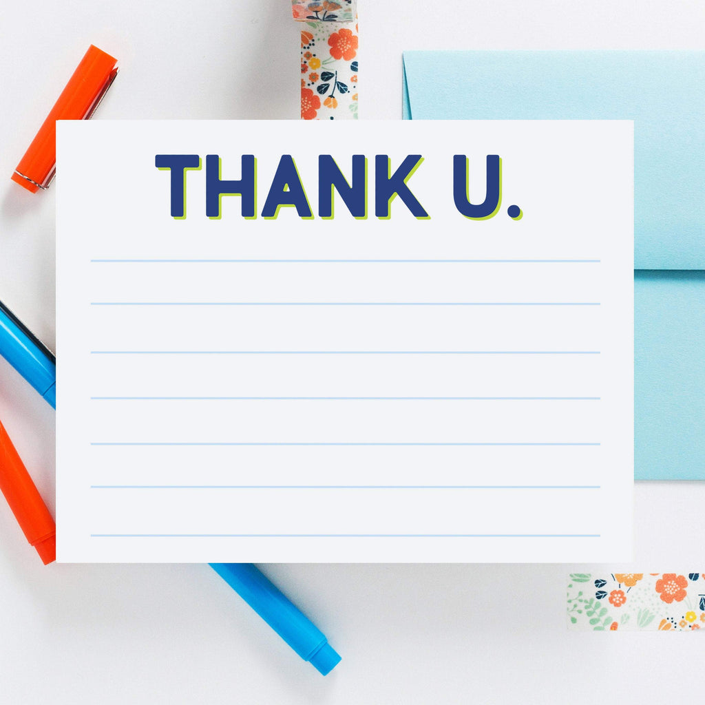 Thank U. Lined Notecard