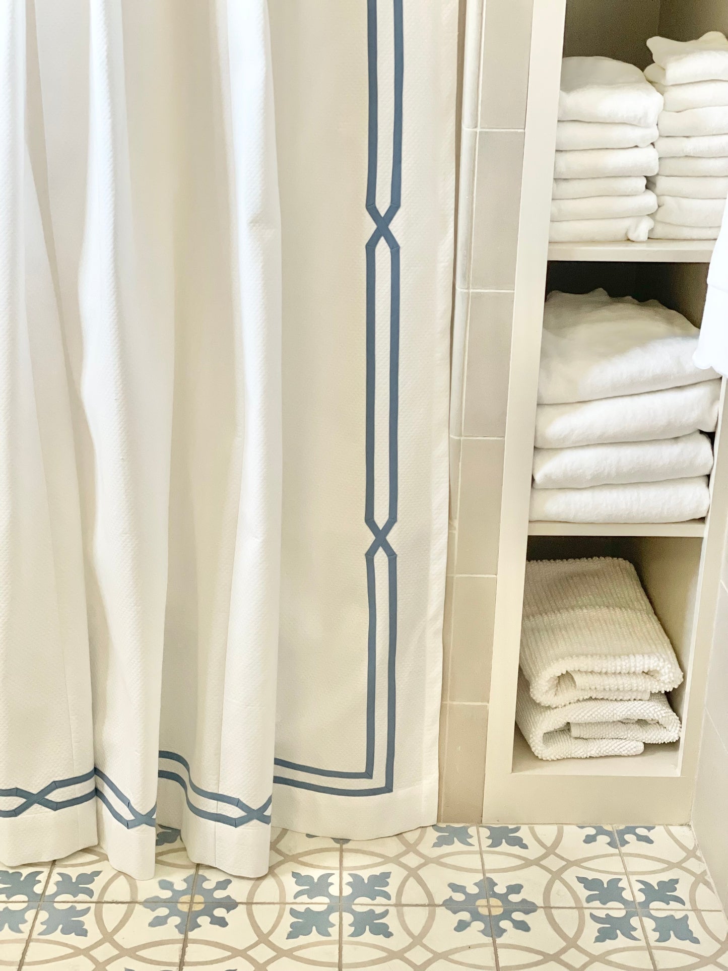 Shelby Fretwork Pique Shower Curtain