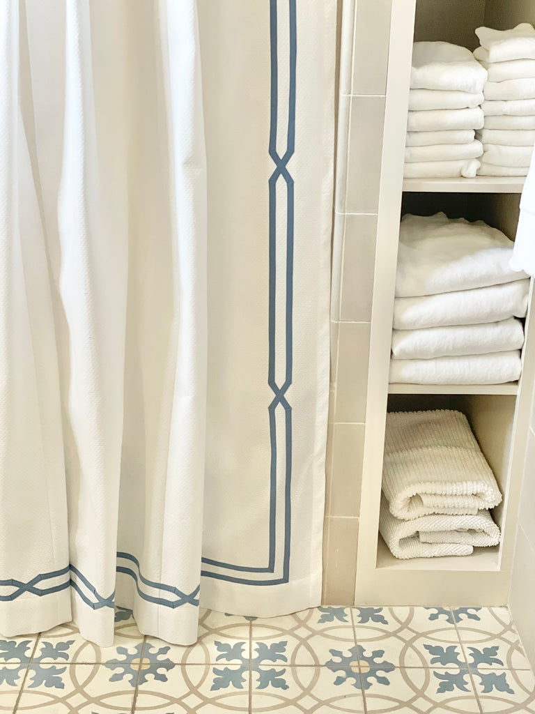 Double Banded Diamond Pique Shower Curtain