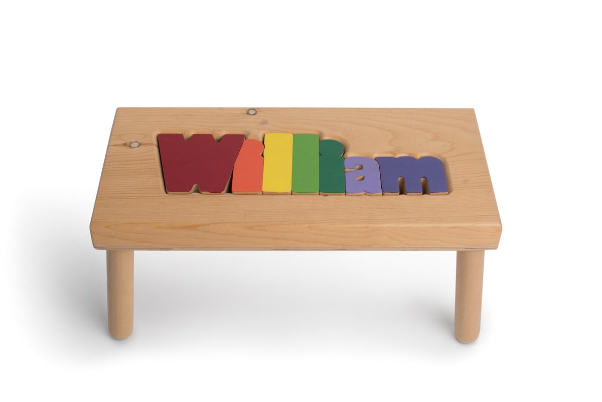 Large Name Puzzle Stool in Primary Colors